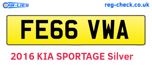FE66VWA are the vehicle registration plates.