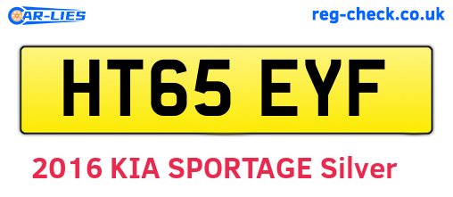 HT65EYF are the vehicle registration plates.