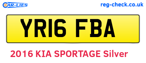 YR16FBA are the vehicle registration plates.