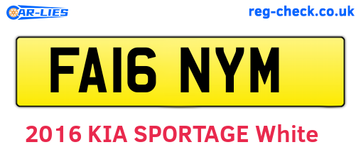 FA16NYM are the vehicle registration plates.