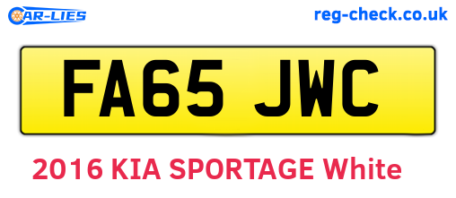 FA65JWC are the vehicle registration plates.