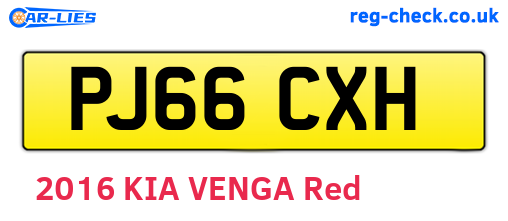 PJ66CXH are the vehicle registration plates.