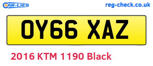 OY66XAZ are the vehicle registration plates.