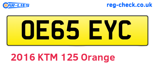 OE65EYC are the vehicle registration plates.