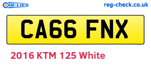 CA66FNX are the vehicle registration plates.