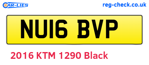 NU16BVP are the vehicle registration plates.