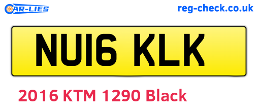 NU16KLK are the vehicle registration plates.
