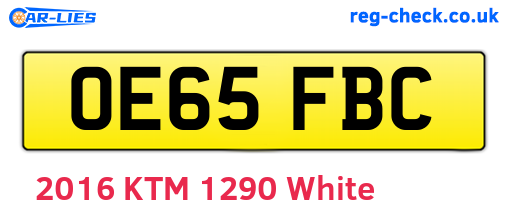 OE65FBC are the vehicle registration plates.