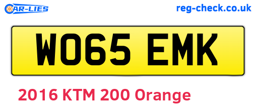 WO65EMK are the vehicle registration plates.