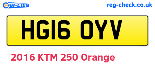HG16OYV are the vehicle registration plates.