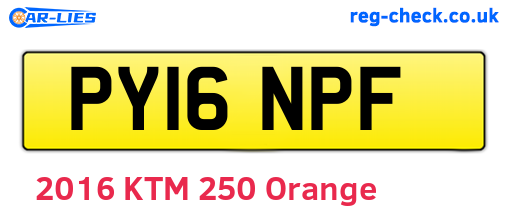 PY16NPF are the vehicle registration plates.