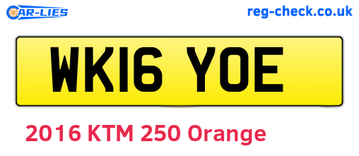 WK16YOE are the vehicle registration plates.
