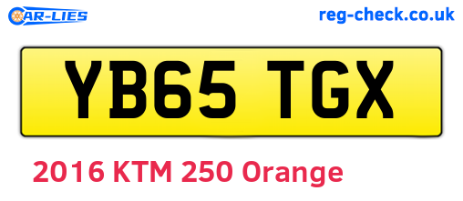 YB65TGX are the vehicle registration plates.