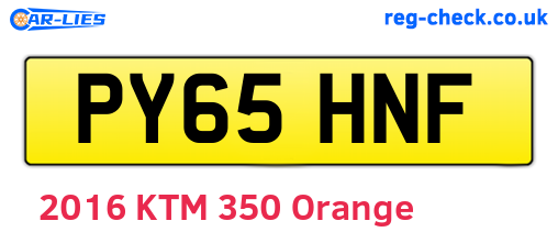PY65HNF are the vehicle registration plates.