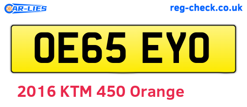 OE65EYO are the vehicle registration plates.