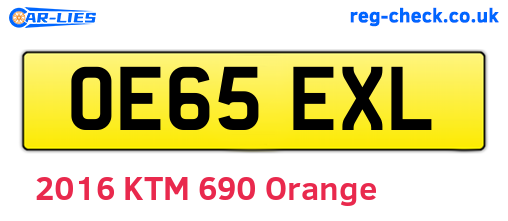 OE65EXL are the vehicle registration plates.