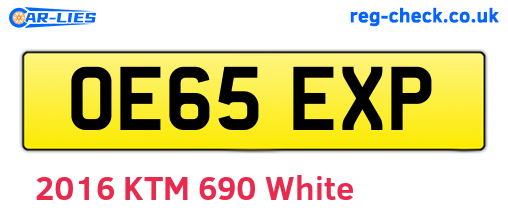 OE65EXP are the vehicle registration plates.