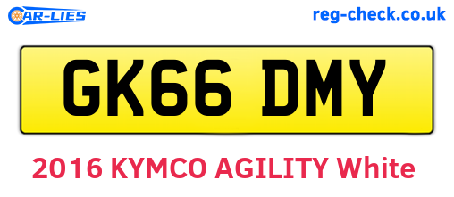 GK66DMY are the vehicle registration plates.