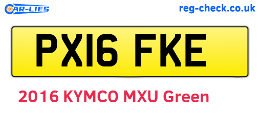 PX16FKE are the vehicle registration plates.