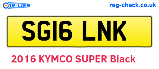 SG16LNK are the vehicle registration plates.