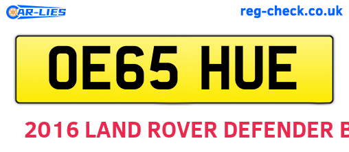 OE65HUE are the vehicle registration plates.