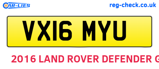 VX16MYU are the vehicle registration plates.