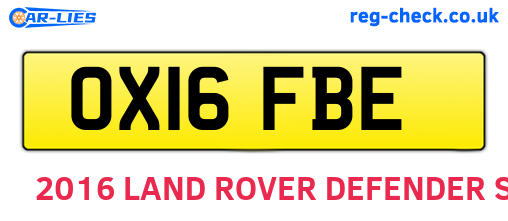OX16FBE are the vehicle registration plates.