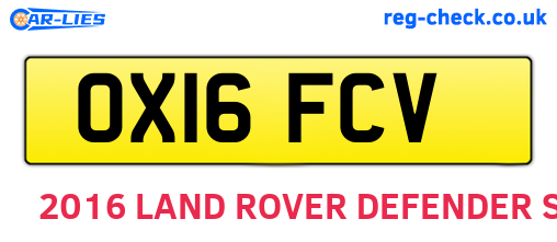OX16FCV are the vehicle registration plates.