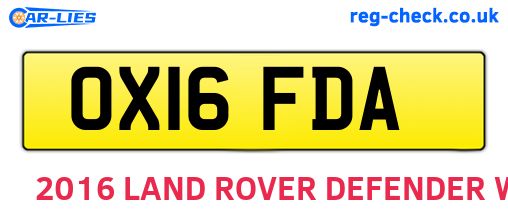 OX16FDA are the vehicle registration plates.