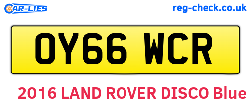 OY66WCR are the vehicle registration plates.