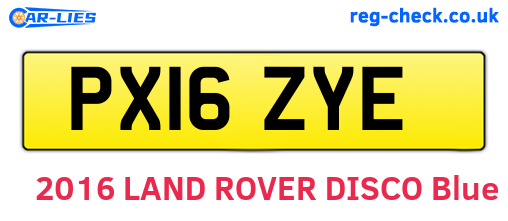PX16ZYE are the vehicle registration plates.