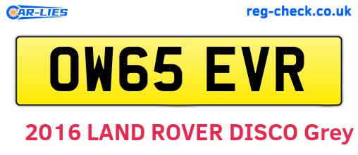 OW65EVR are the vehicle registration plates.