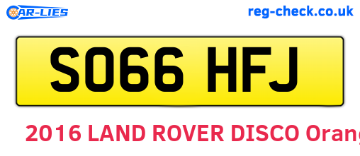 SO66HFJ are the vehicle registration plates.