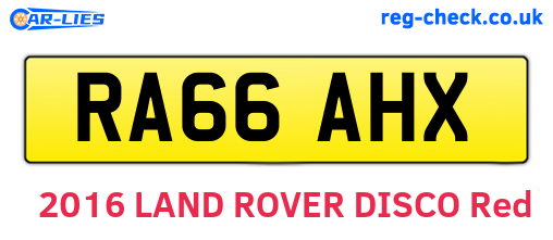 RA66AHX are the vehicle registration plates.