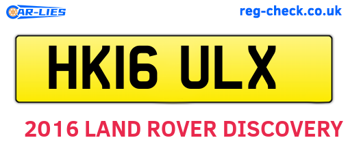 HK16ULX are the vehicle registration plates.