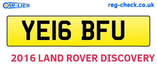 YE16BFU are the vehicle registration plates.