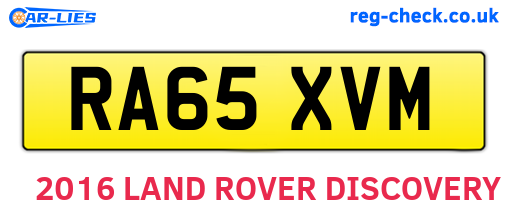 RA65XVM are the vehicle registration plates.