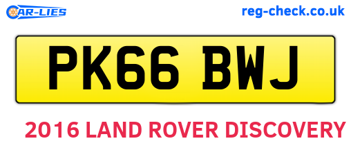 PK66BWJ are the vehicle registration plates.