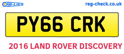 PY66CRK are the vehicle registration plates.