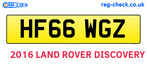 HF66WGZ are the vehicle registration plates.