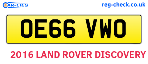OE66VWO are the vehicle registration plates.