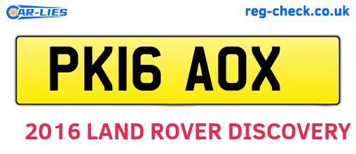 PK16AOX are the vehicle registration plates.
