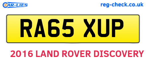RA65XUP are the vehicle registration plates.