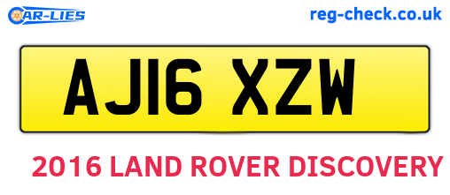 AJ16XZW are the vehicle registration plates.