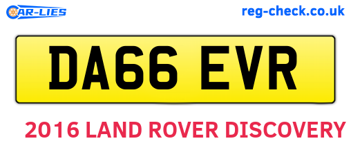 DA66EVR are the vehicle registration plates.