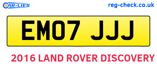 EM07JJJ are the vehicle registration plates.