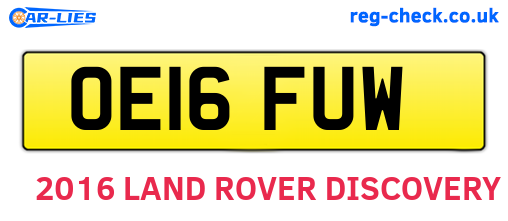 OE16FUW are the vehicle registration plates.