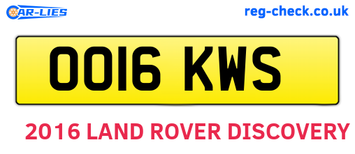 OO16KWS are the vehicle registration plates.