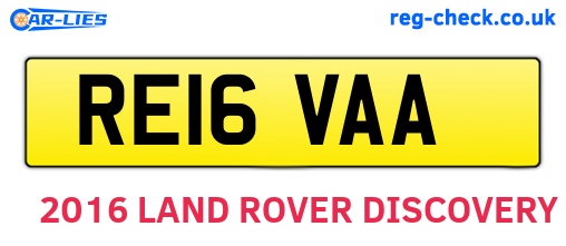 RE16VAA are the vehicle registration plates.