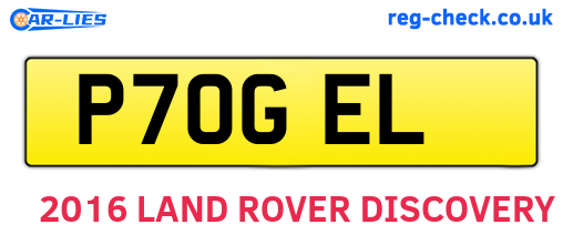 P70GEL are the vehicle registration plates.